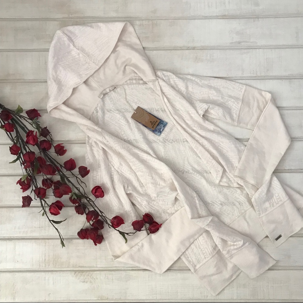 NWT prAna graceful wrap white cardigan size M